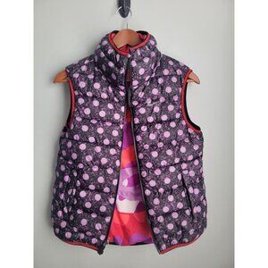 Nike Girls Size L Reversible Purple Polka Dot & Camo Zip Puffer Vest